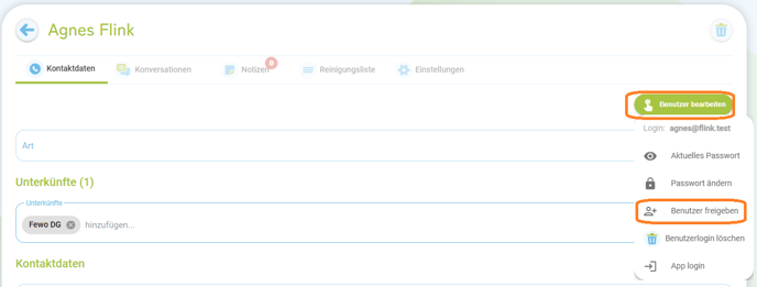 Diensteleister Login freigeben 1